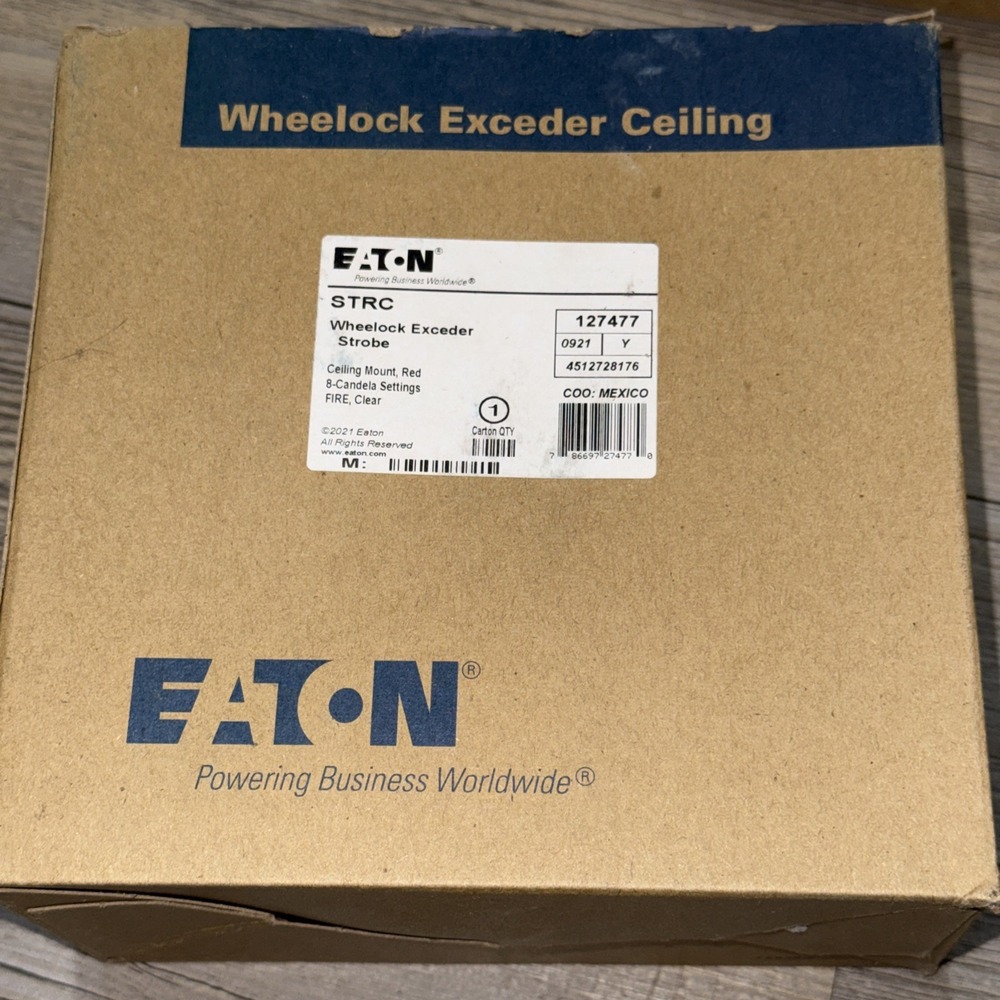 Eaton Wheelock Exceder STRC 127477 Fire Alarm Strobe Ceiling Red, New